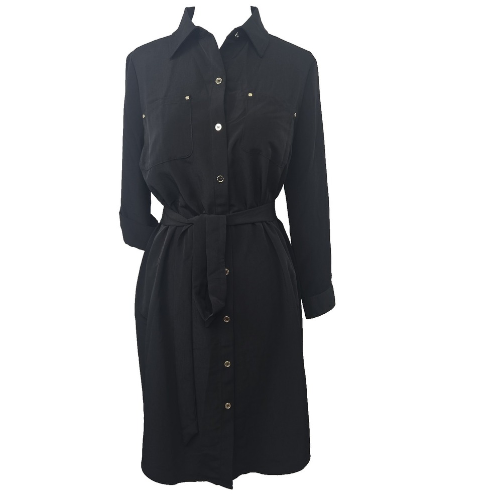The Limited Size 8 Must-haves Black Belted Shirt-Dress Tab Sleeve NEW $99